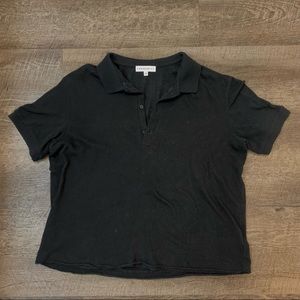 Aritzia Community Cropped Black Polo Knit